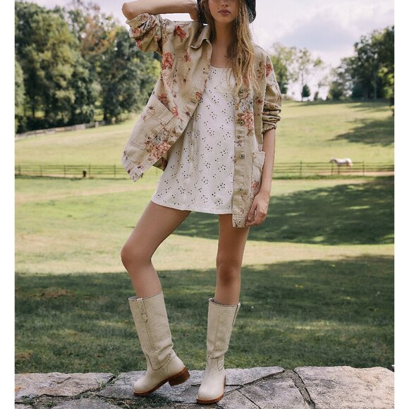 Free People Floral Jean Jacket - Cream and Pink - Picture 5 of 14